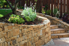 drystone retaining wall and steps