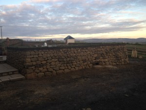 Dry stone wall and turf
