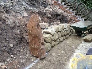 Dry stone retaining walls and steps