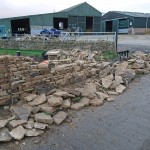 Dry stone wall under construction