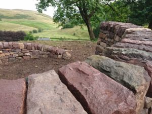 Stone and wood bench