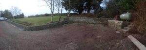 Dry stone retaining walls