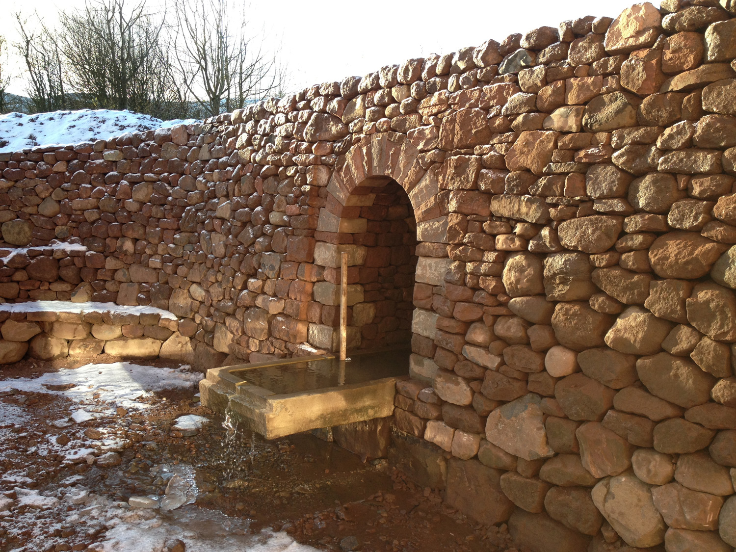 Dry stone arch and water feature