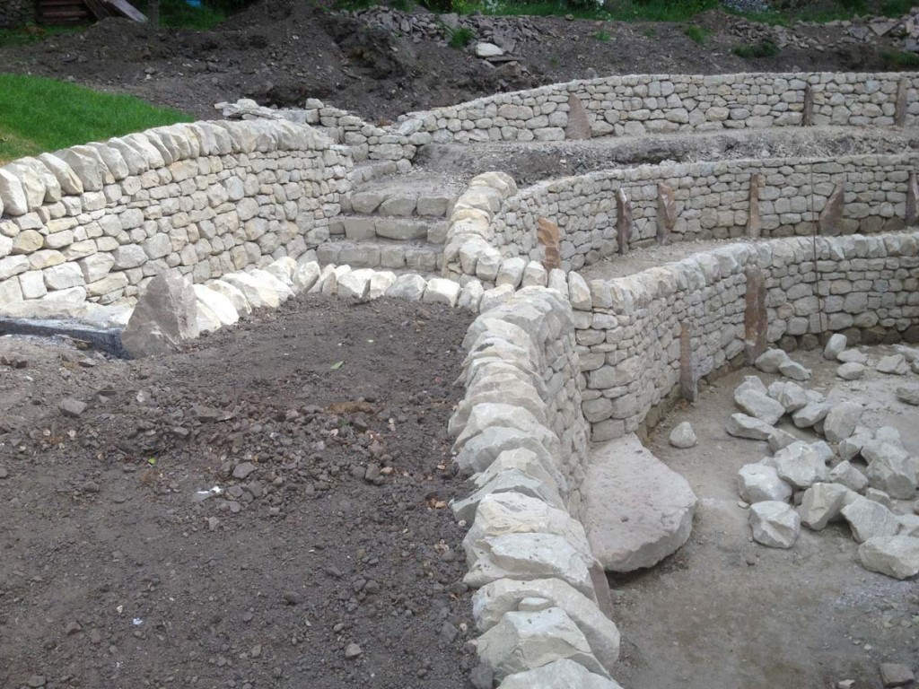 Dry stone wall and steps