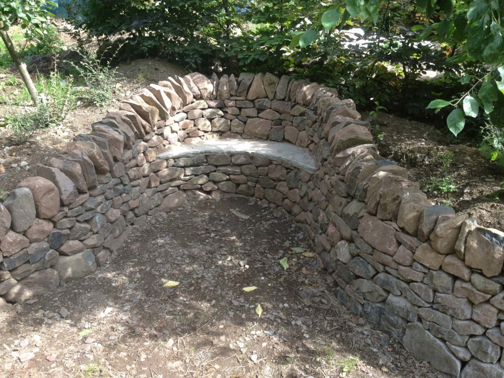 Dry stone bench