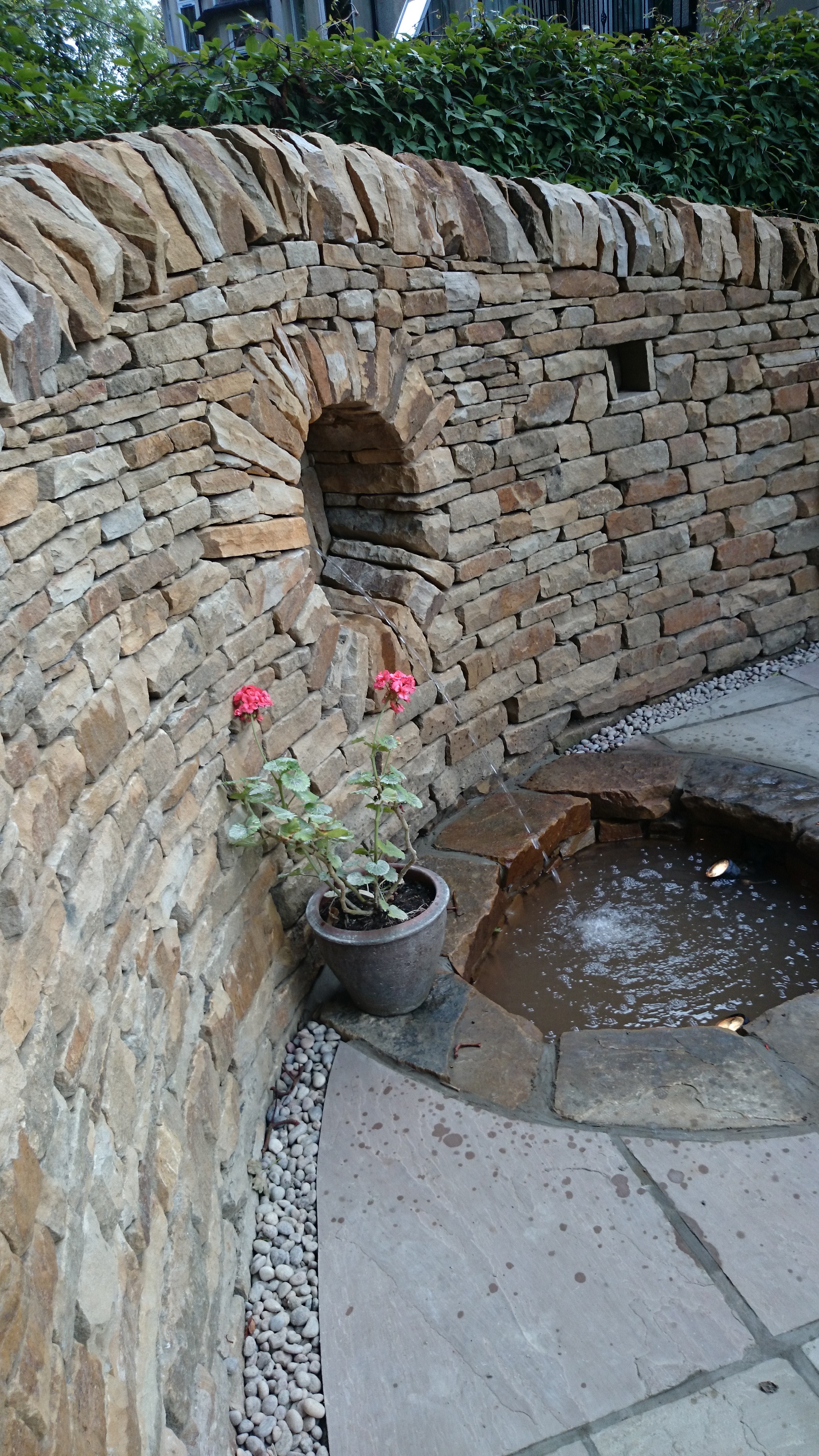 Dry stone wall and garden