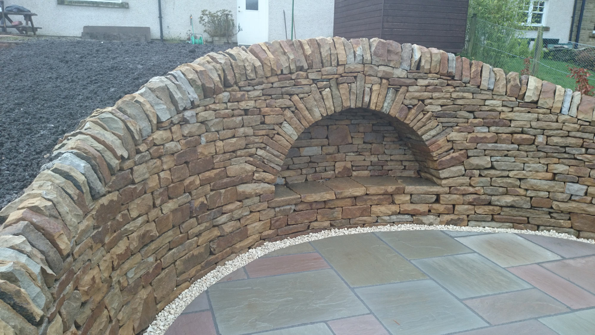 Curved dry stone arch