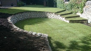 Dry stone walls with turf