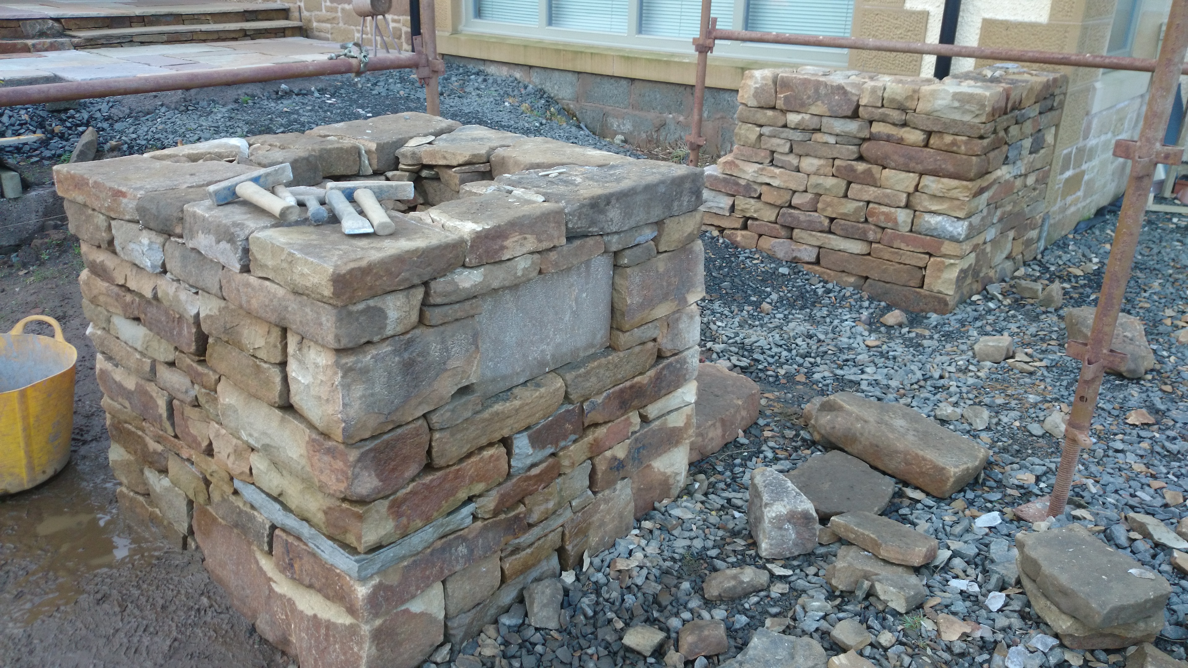 Early days - the square dry stone planter