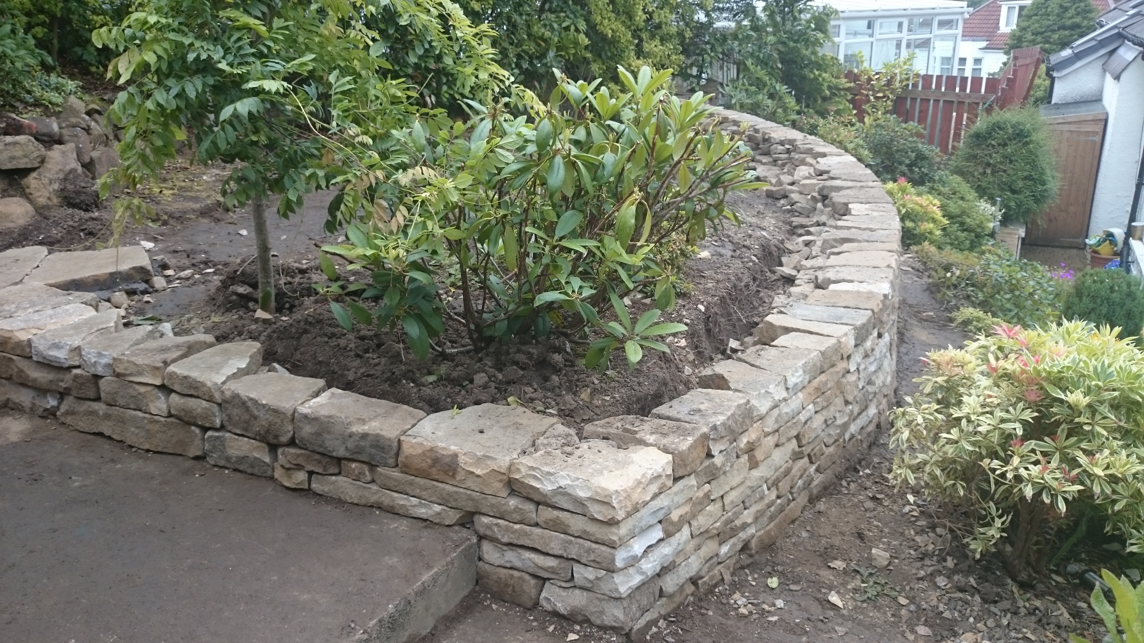 Glasgow dry stone retaining wall