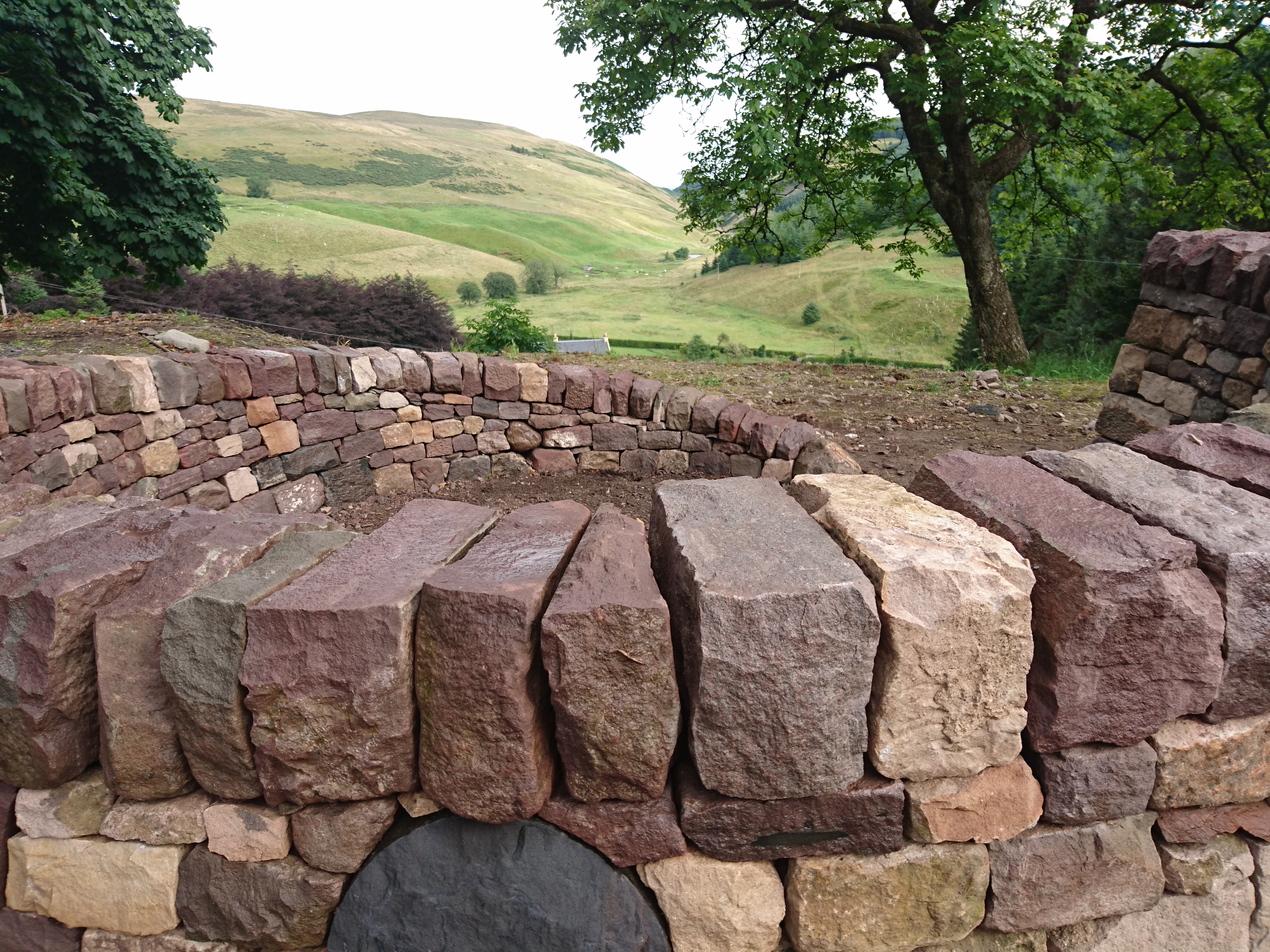 Dry stone and wood bench