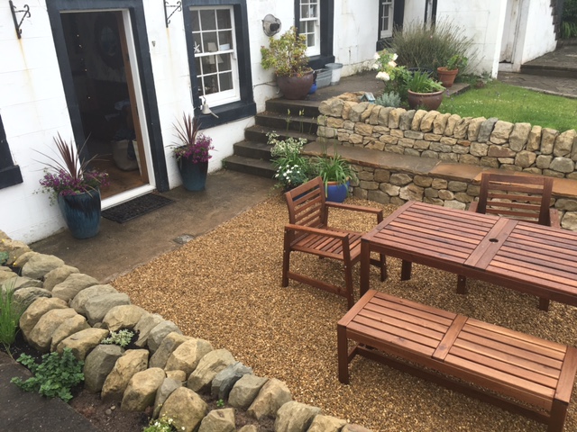 Dry stone seating area