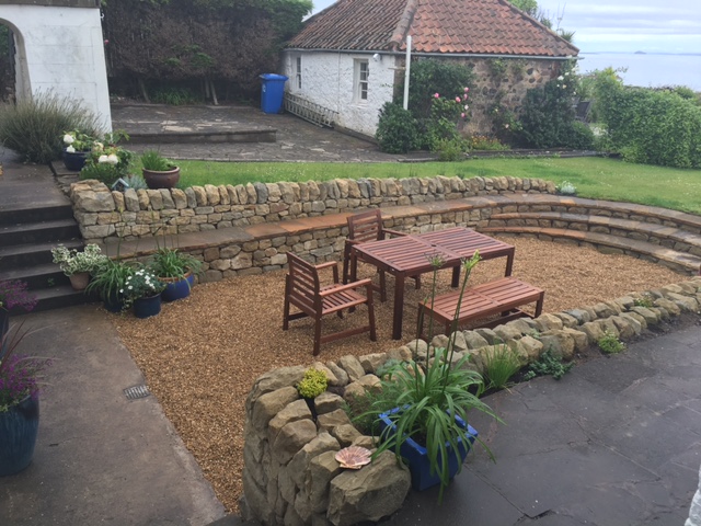 Dry stone seating area