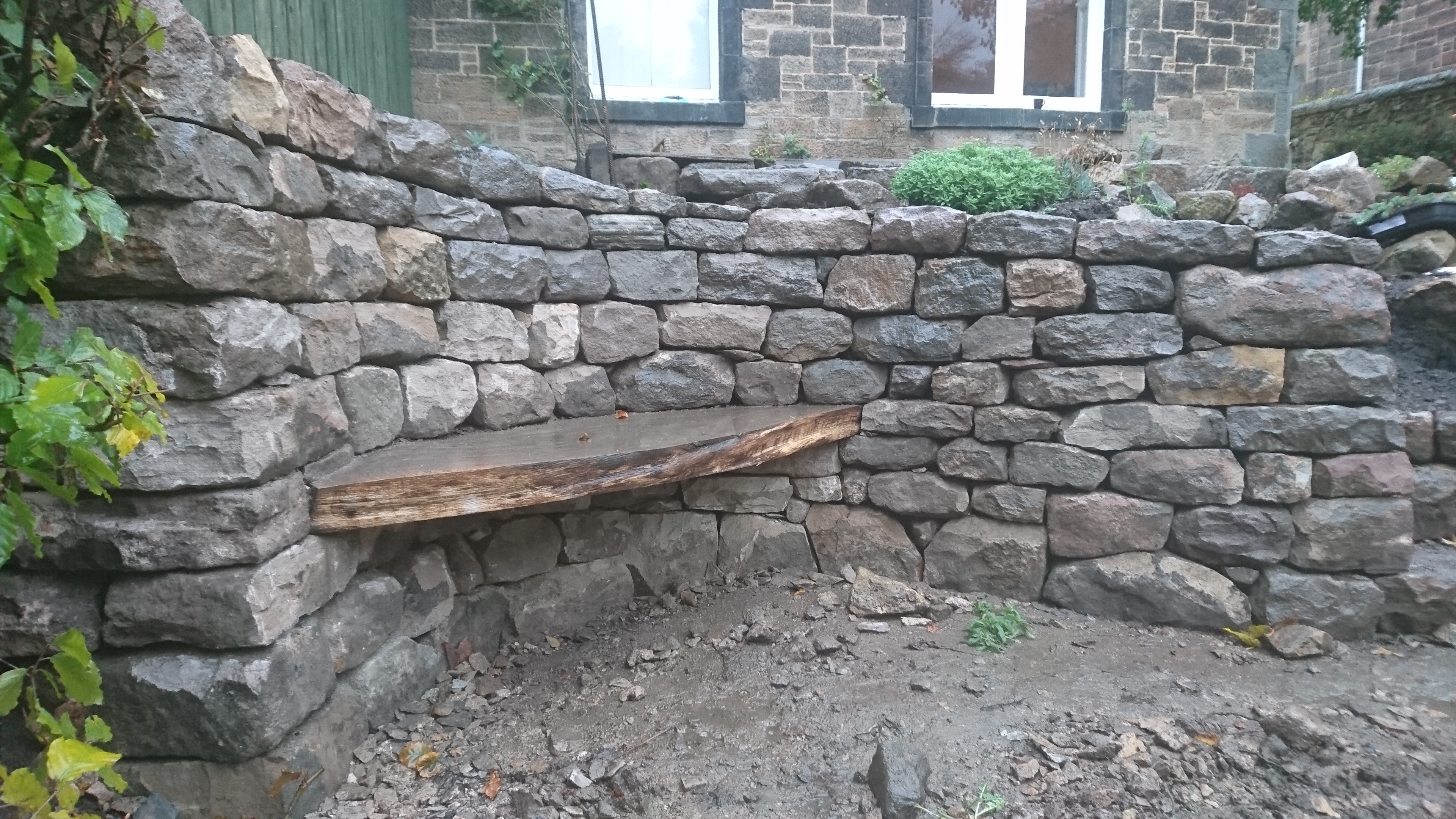 Dry stone bench and steps