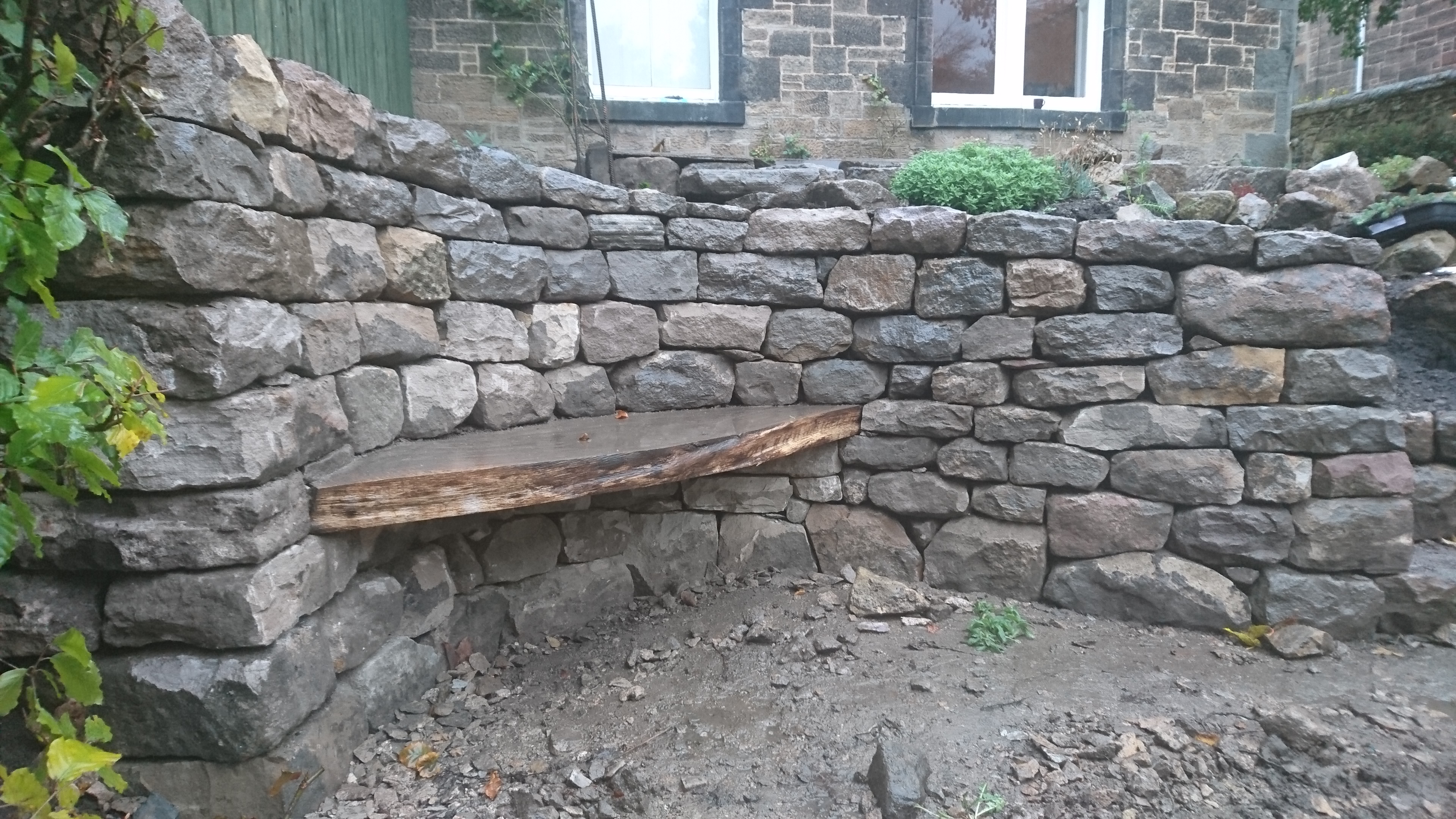 Dry stone bench and steps