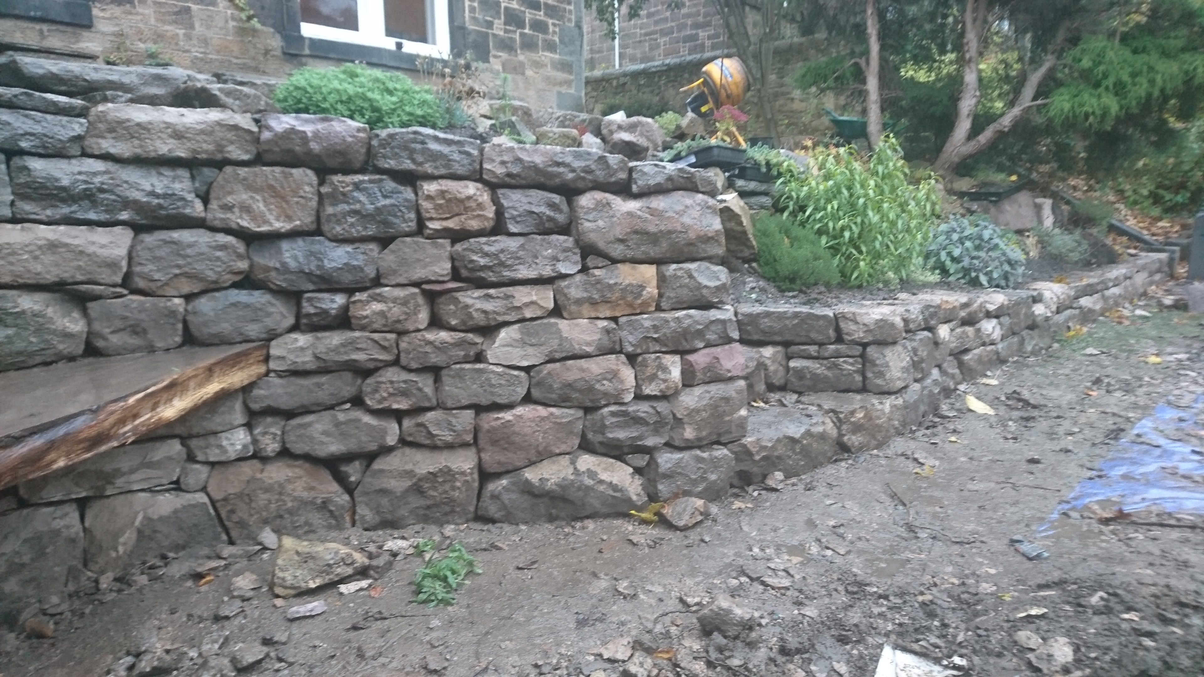 Dry stone bench and steps