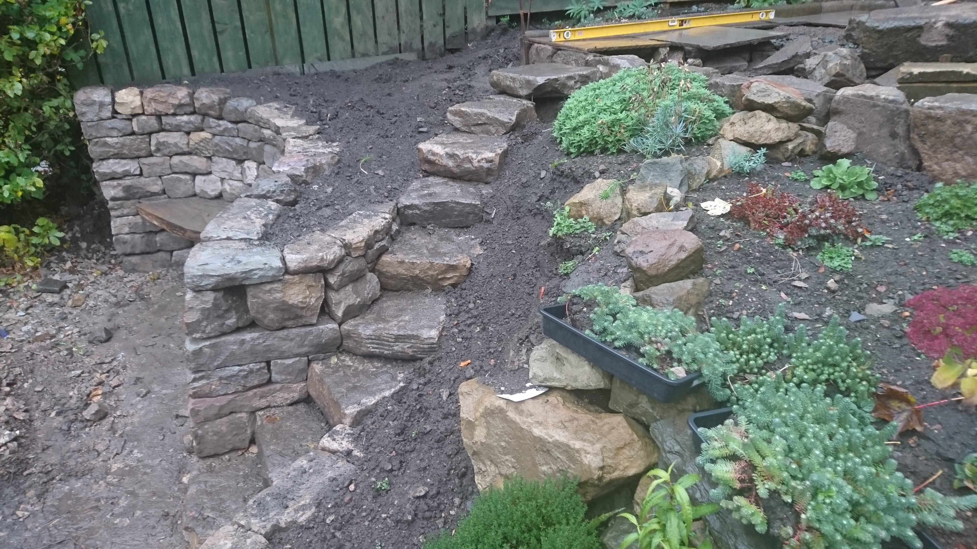 Dry stone bench and steps