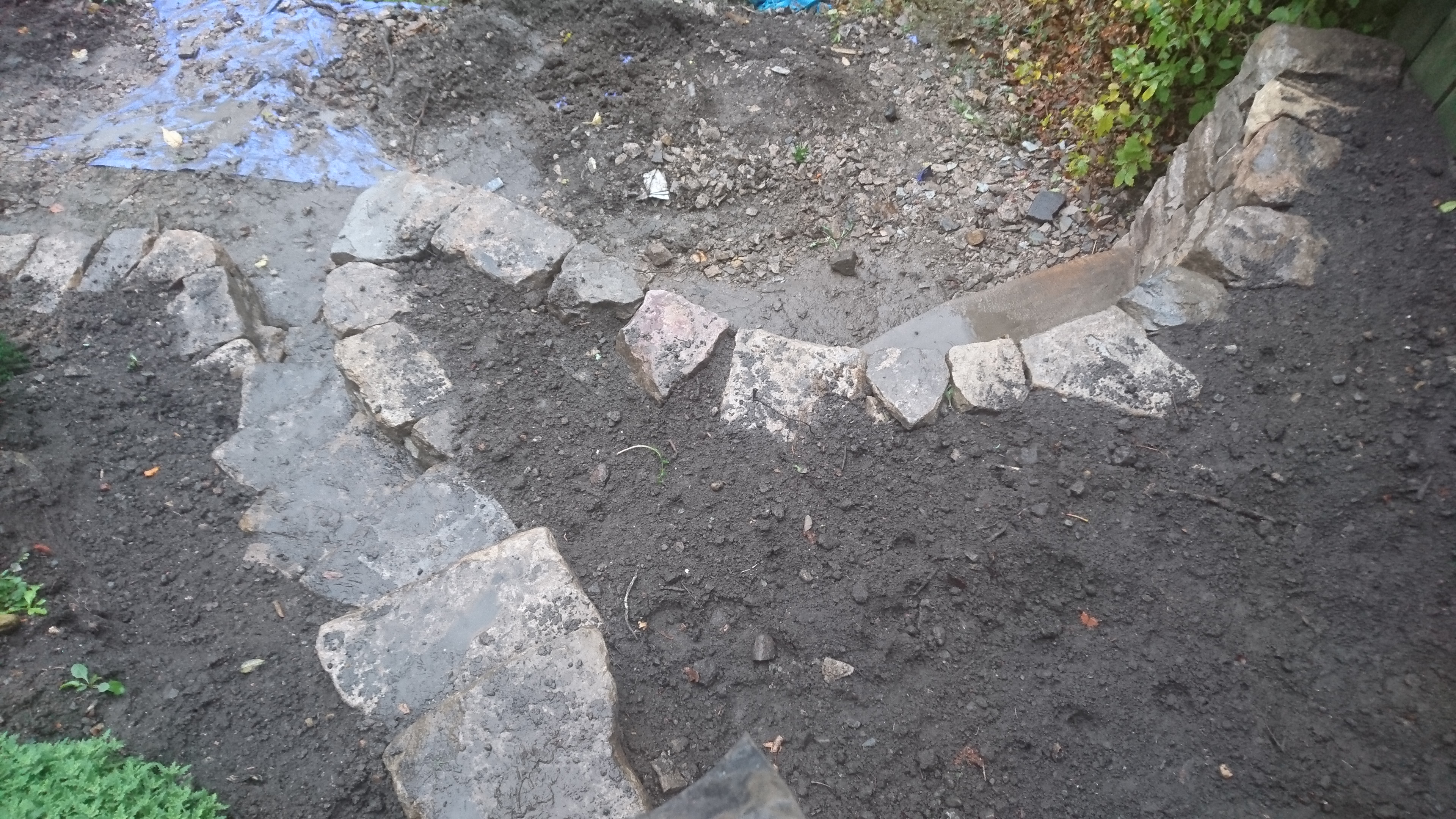 Dry stone bench and steps