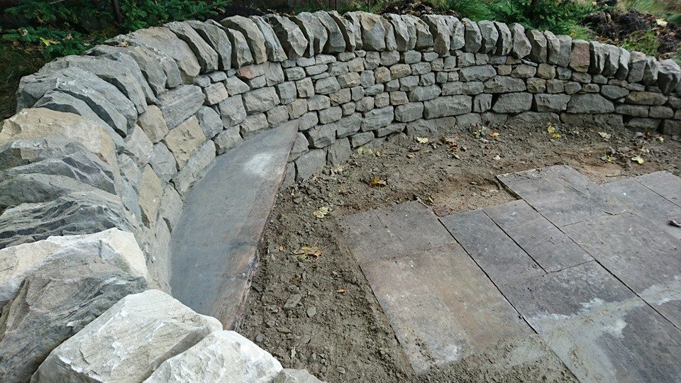 Dry stone bench