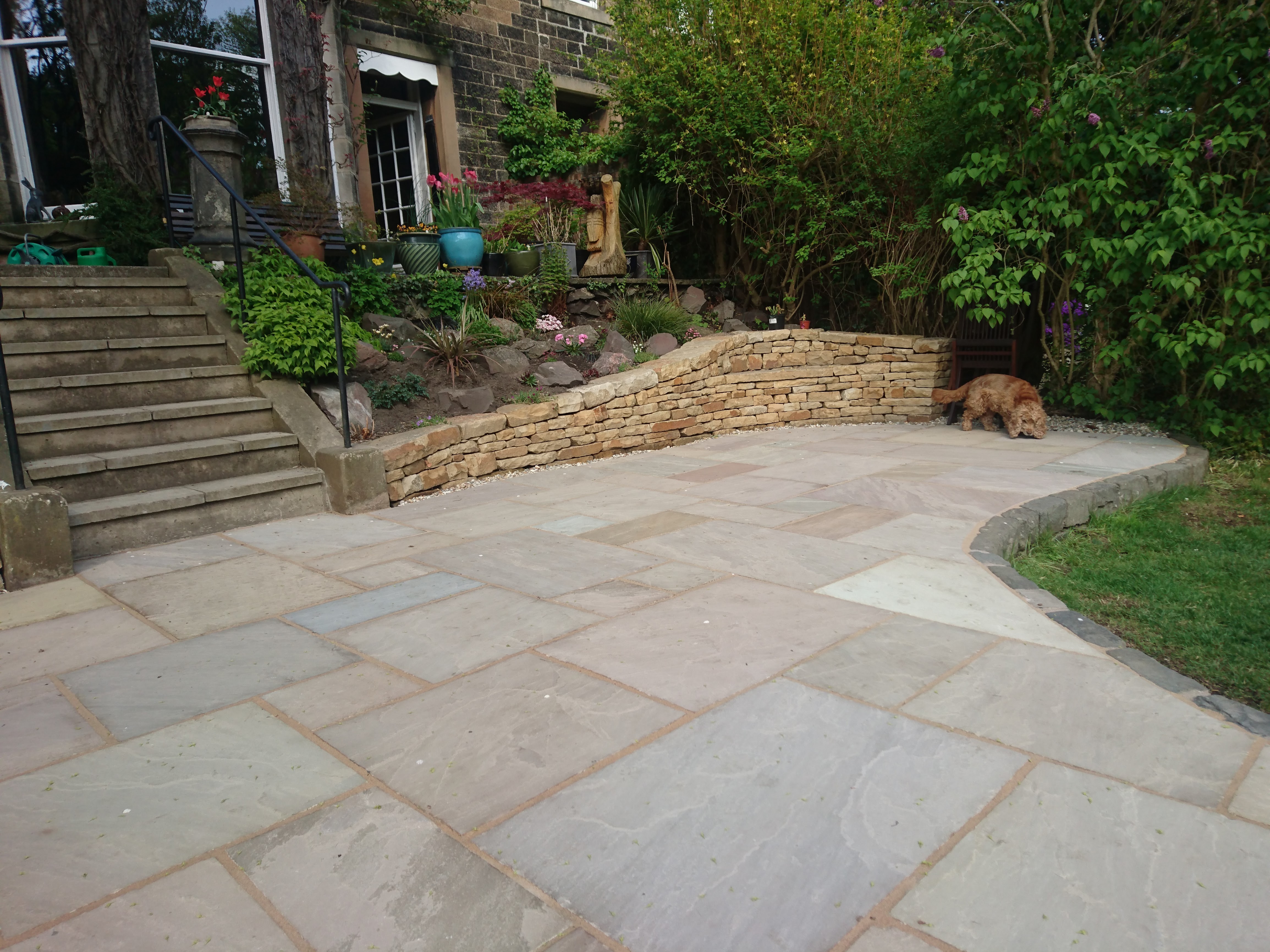 Dry stone bench and terraces