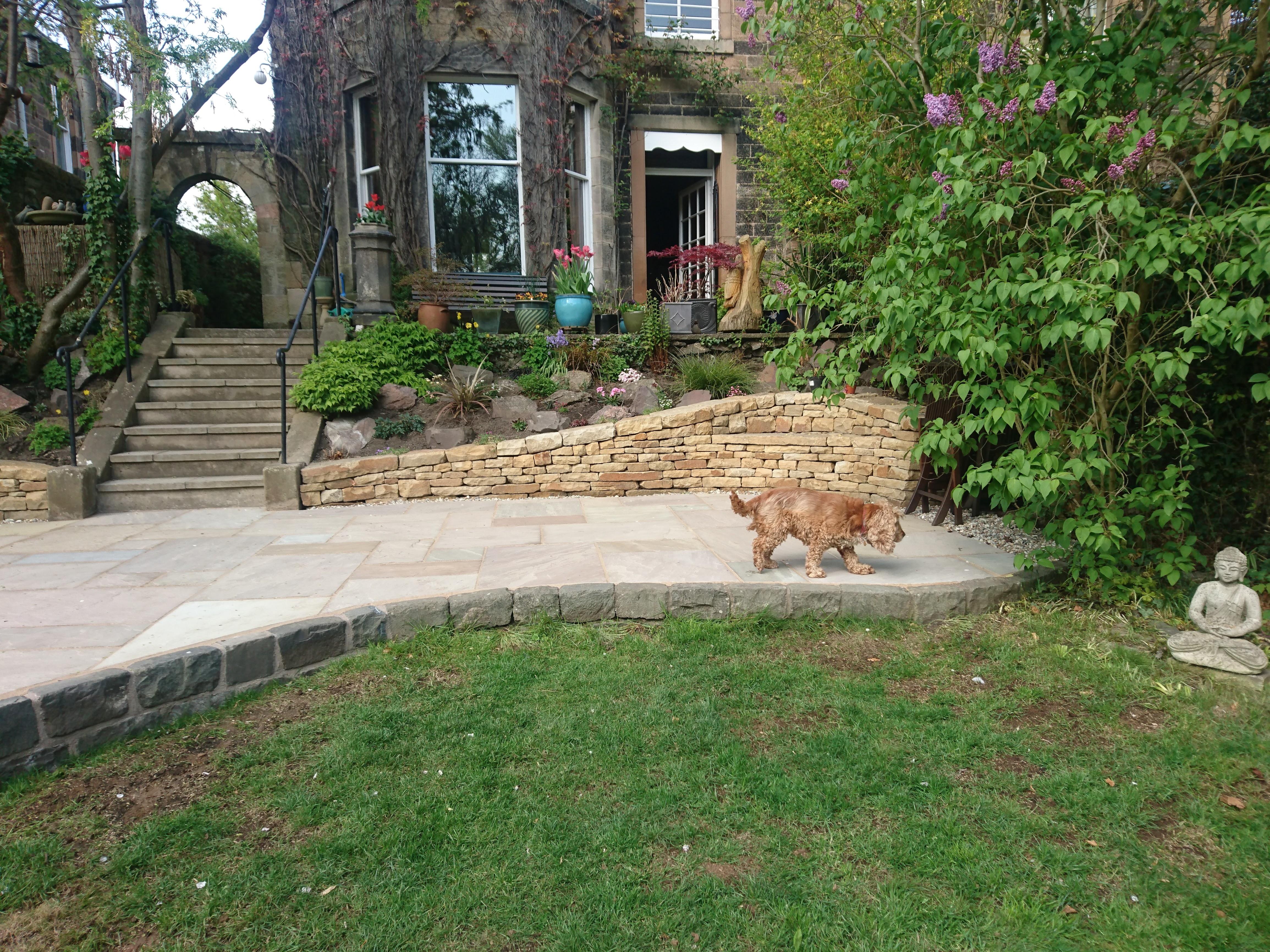 Dry stone bench and terraces