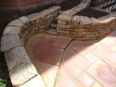 Dry stone steps and paving