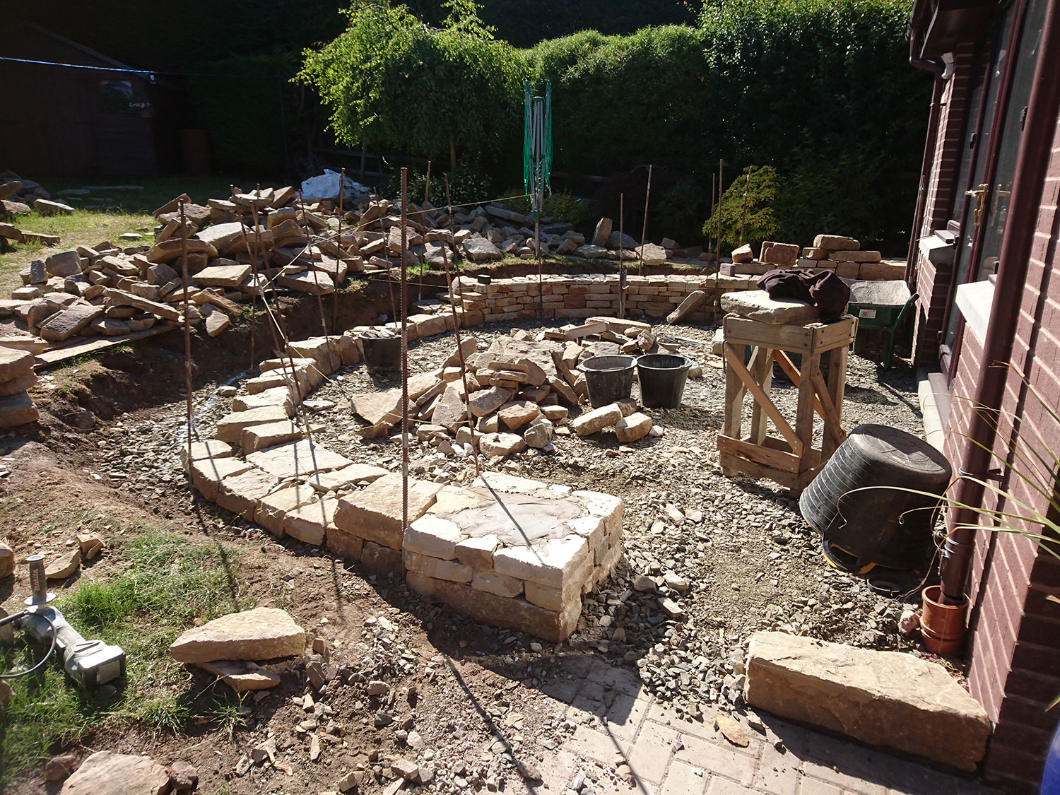 Dry stone walls under construction