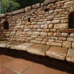 Dry stone bench with recesses for candles, Edinburgh