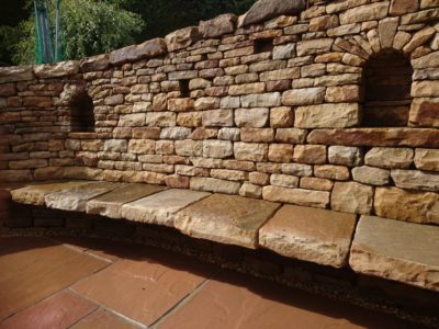 Dry stone bench with recesses for candles, Edinburgh