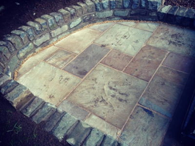 Small garden paving and mortared wall in Dunfermline, Fife