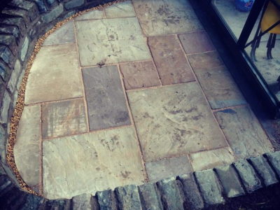 Small garden paving and mortared wall in Dunfermline, Fife