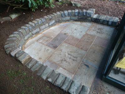 Small garden paving and mortared wall in Dunfermline, Fife