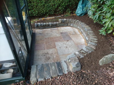 Small garden paving and mortared wall in Dunfermline, Fife