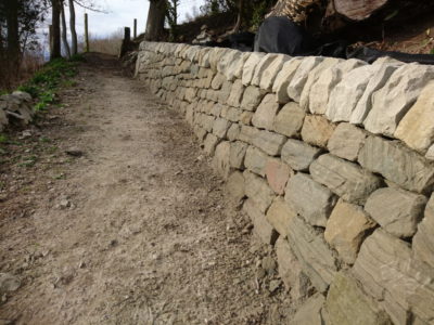 Dry stone retaining wall in Perth, Scotland