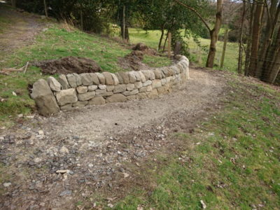 Dry stone retaining wall in Perth, Scotland