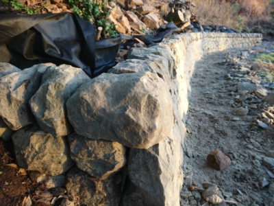 Dry stone retaining wall in Perth, Scotland