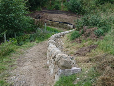 Dry stone retaining wall in Perth, Scotland