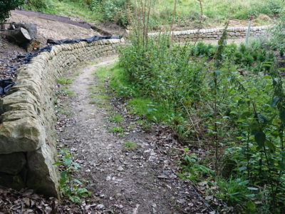 Dry stone retaining wall in Perth, Scotland