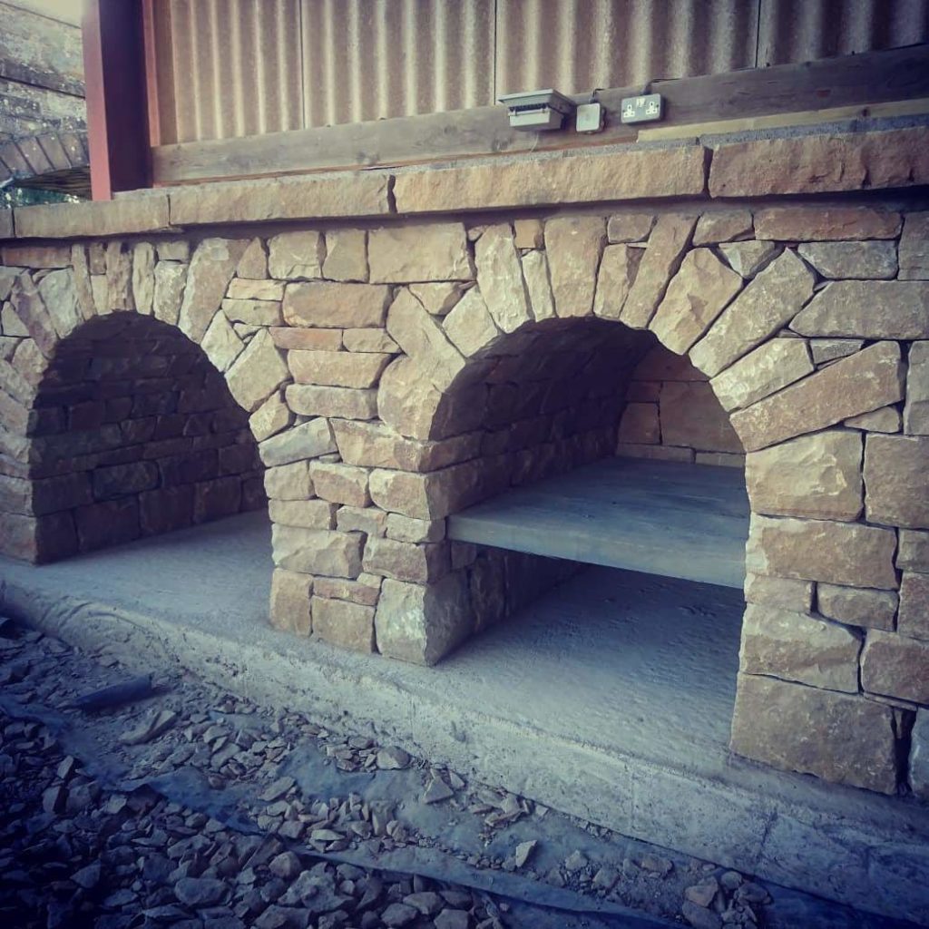 Dry stone pizza oven base in Fife, Scotland
