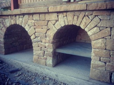 Dry stone pizza oven base in Fife, Scotland