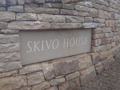 Curved drystone Entrance wall