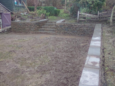 Stone steps and retaining wall