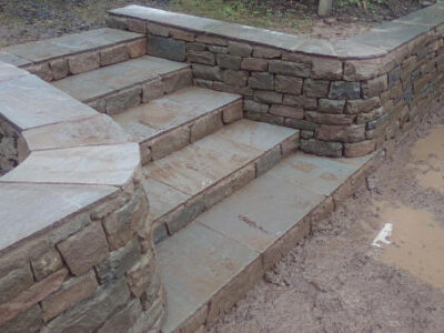 Stone steps and retaining wall