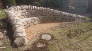 Corstorphine dry stone bench after