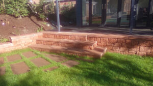 Dumfries low stone walls and paving