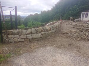 The first few metres of the ha ha wall