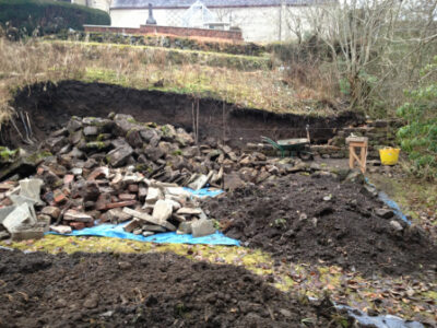 A view of the garden stonework when taken down