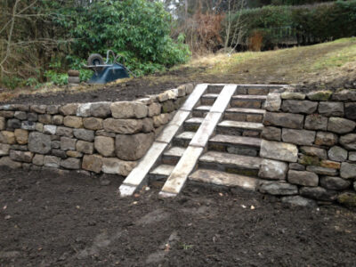 Garden stonework - steps and ramp
