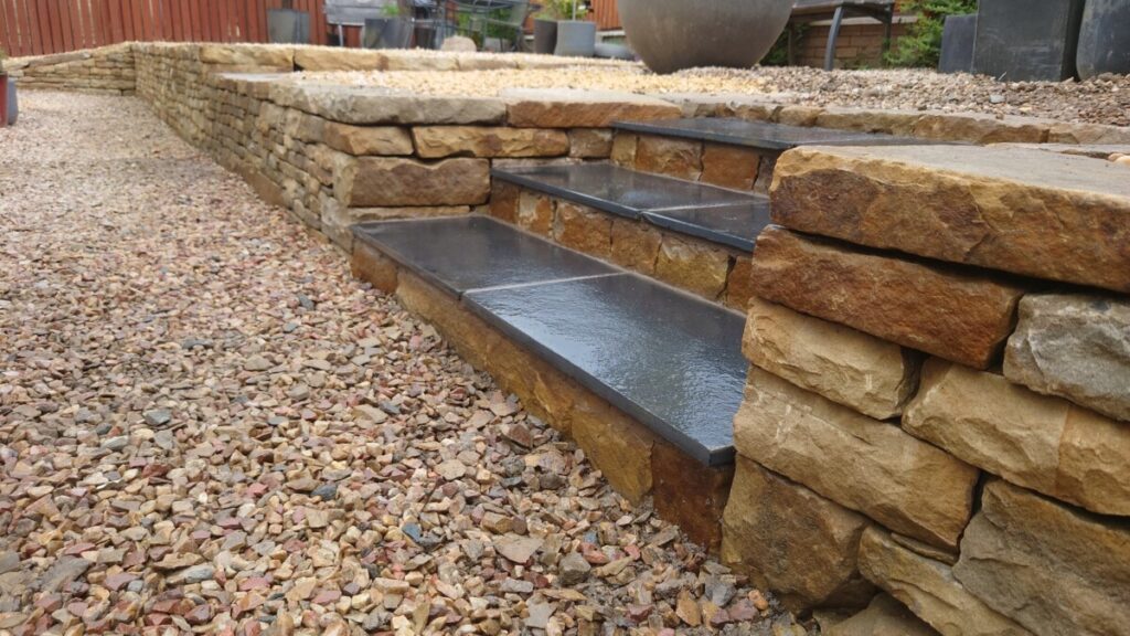 Alston stone walls and black limestone steps