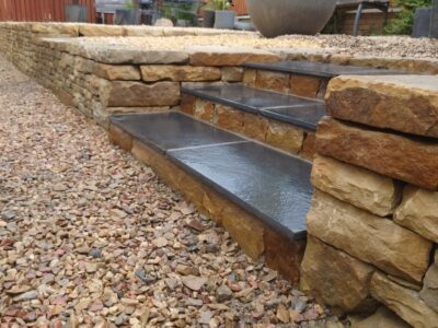 Alston stone walls and black limestone steps